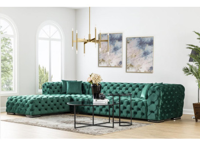 Ecksofa L Form Sofa Couch Design Couchen Polster Textil Neu Eck Garnitur Grün
